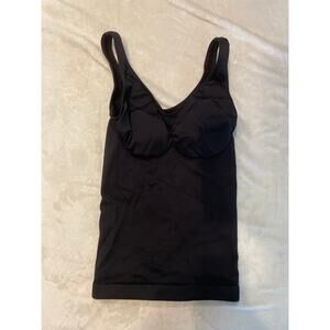 UNDERWHERE Built-In Padded Bra Shapewear Tank Top Size XL Black V Neck